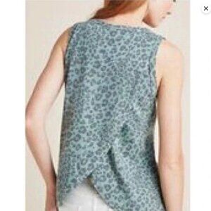 Anthropologie Dolan Swing Tank Moss Green Split Back XS 100% Cotton
